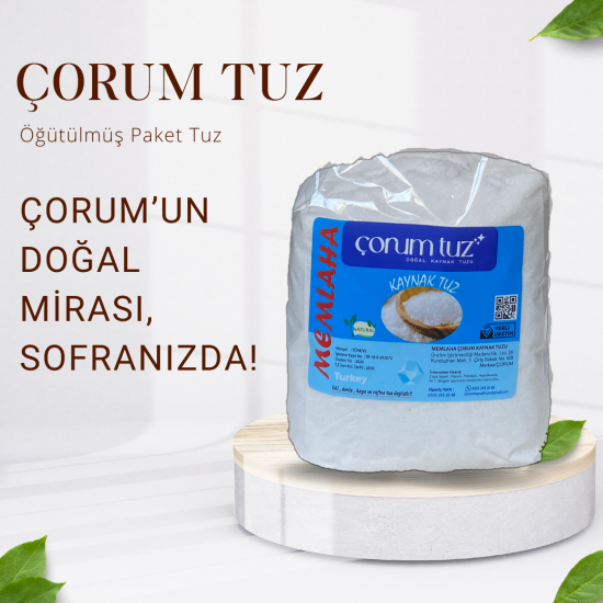 Çorum Memlaha Çorumtuz %100 Doğal Kaynak Tuzu Öğütülmüş 4 Kg (1 ER KGLİK 4 PAKET)